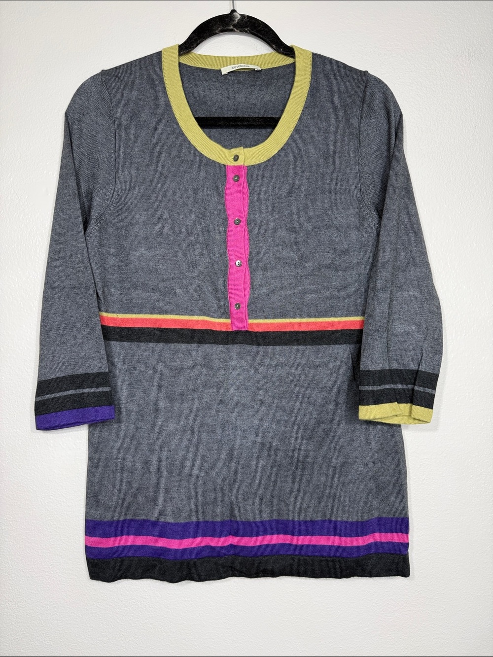 Devernois France Gray Colorblock Modal striped Sweater